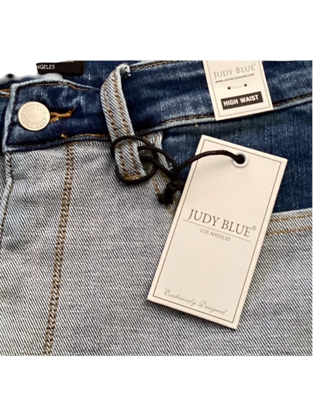 NWT Judy Blue Annie Color Block High Rise Denim Shorts Mixed Wash Stretch - Picture 6 of 9